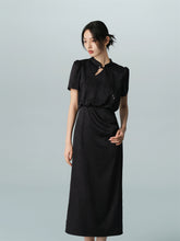 Women's  Chinese-Style Satin Jacquard Midi Dress